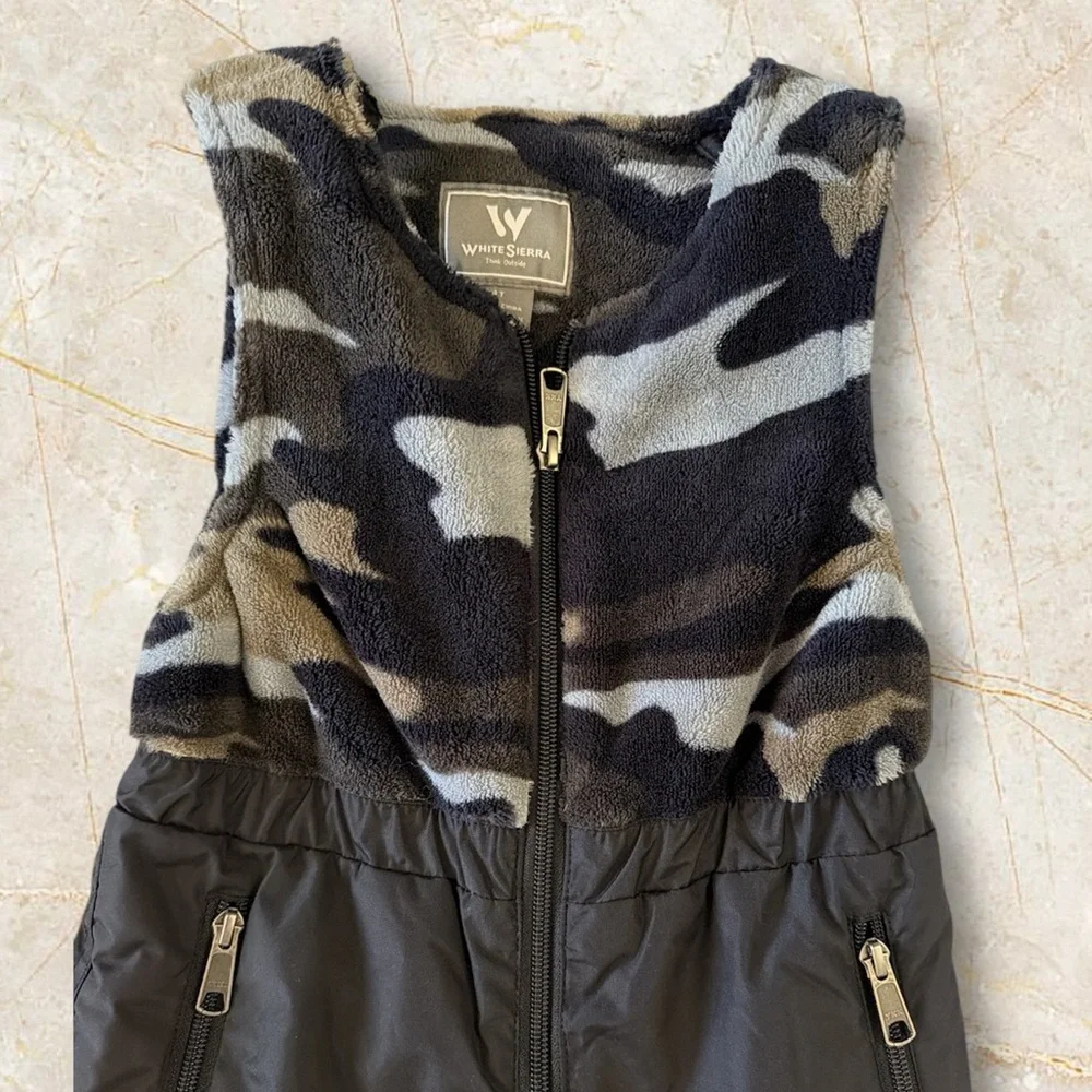 White Sierra Todder’s Black Snow Bib with Camouflage Upper Fleece (4T)